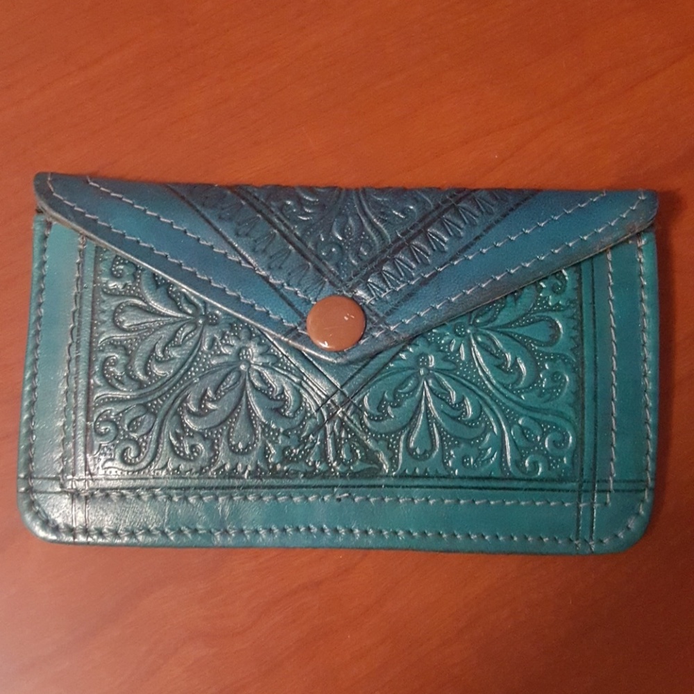 Genuine Leather Moroccan Teal Purse Wallet
